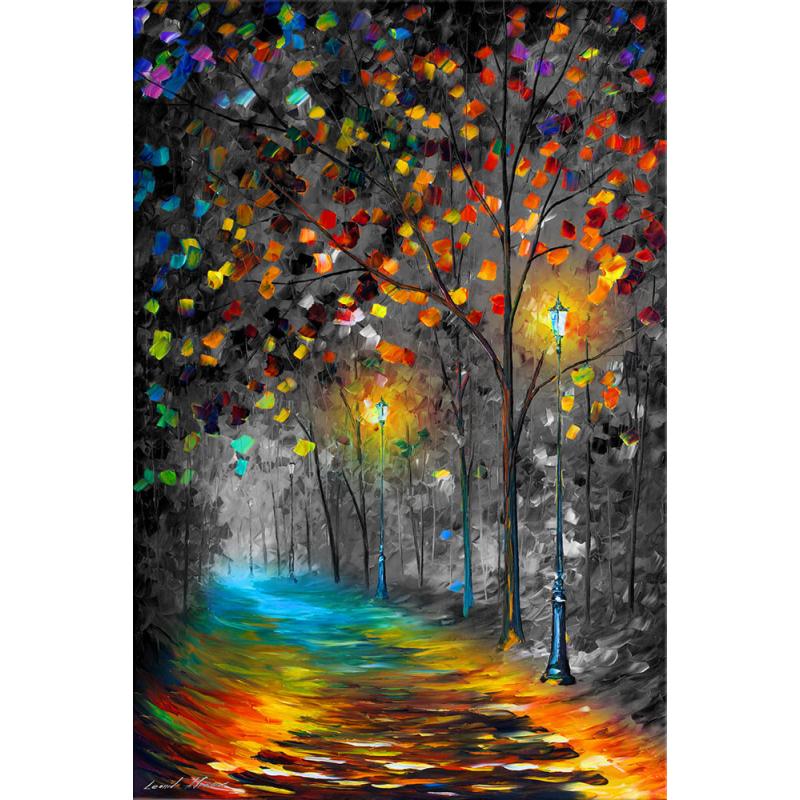 Gallery value USD16400 FOG ALLEY B&W  - PALETTE KNIFE Oil Painting On Canvas By Leonid Afremov