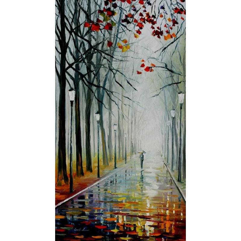 Gallery value USD19200 FOG IN THE PARK - PALETTE KNIFE Oil Painting On Canvas By Leonid Afremov