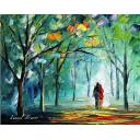 Gallery value USD10000 FOG OF SWEET LOVE - PALETTE KNIFE Oil Painting On Canvas By Leonid Afremov