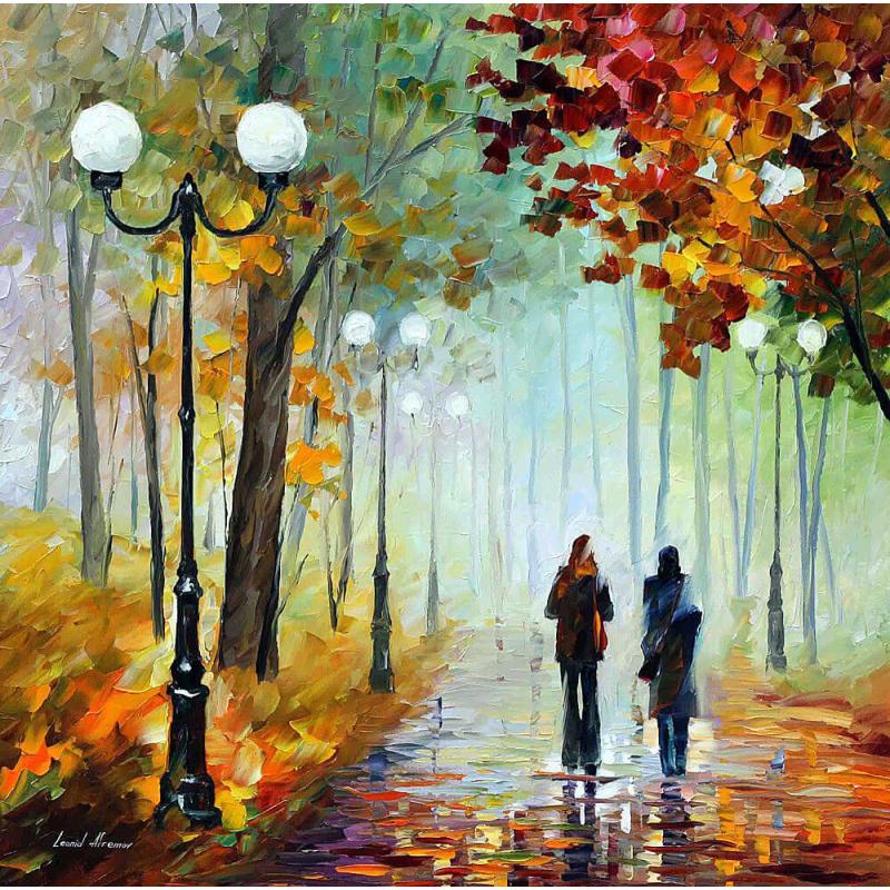 Gallery value USD19300 FOGGY DAY - PALETTE KNIFE Oil Painting On Canvas By Leonid Afremov