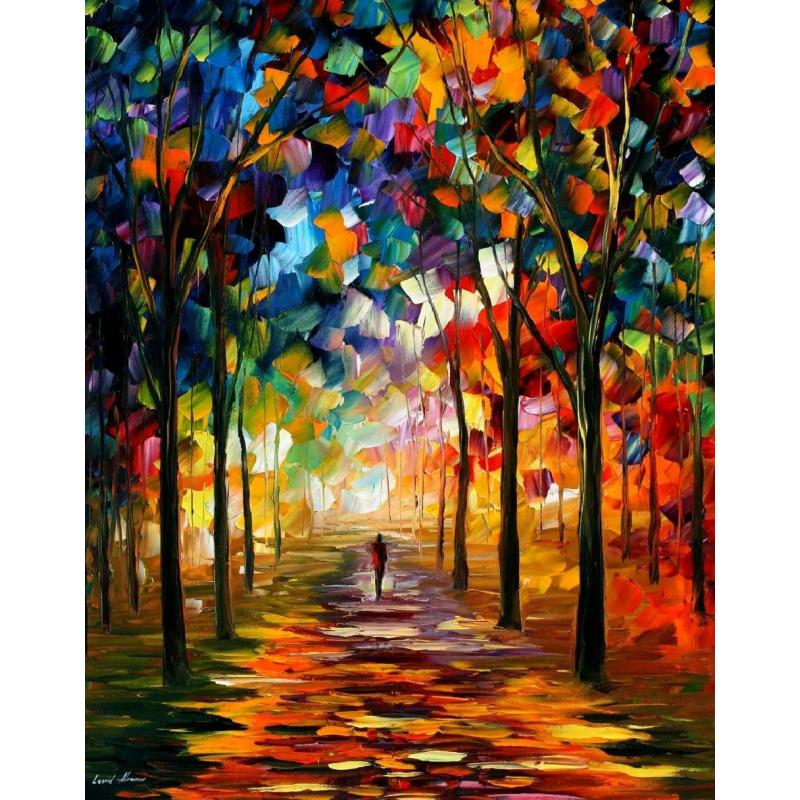 Gallery value USD10200 FOREST PATH - PALETTE KNIFE Oil Painting On Canvas By Leonid Afremov