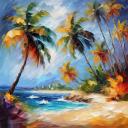 Gallery value USD12500 FRESH BREEZ IN PARADISE - PALETTE KNIFE Oil Painting On Canvas By Leonid Afremov