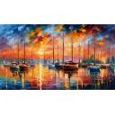 Gallery value USD12500 GLISTENING HARBOR - PALETTE KNIFE Oil Painting On Canvas By Leonid Afremov