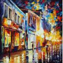 Gallery value USD12100 GLOWING RAIN - PALETTE KNIFE Oil Painting On Canvas By Leonid Afremov