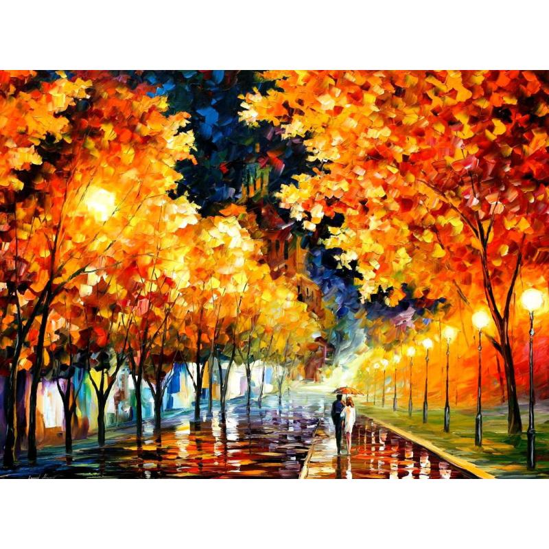 Gallery value USD15200 GOLD BOULEVARD - PALETTE KNIFE Oil Painting On Canvas By Leonid Afremov