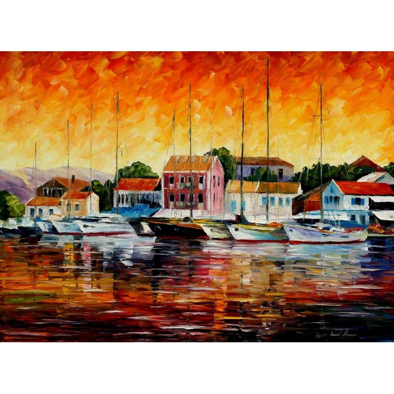 Gallery value USD12200 GREECE Ñ FISKARDOS - PALETTE KNIFE Oil Painting On Canvas By Leonid Afremov