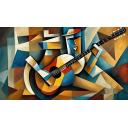 Gallery value USD19400 GUITAR CUBISM - PALETTE KNIFE Oil Painting On Canvas By Leonid Afremov