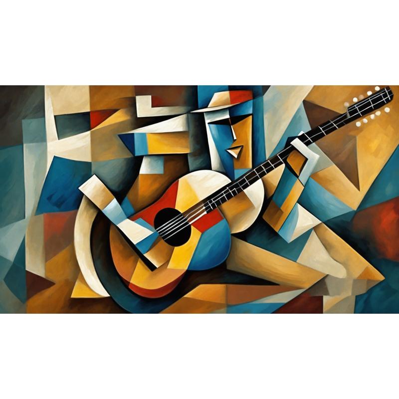 Gallery value USD19400 GUITAR CUBISM - PALETTE KNIFE Oil Painting On Canvas By Leonid Afremov