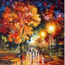 Gallery value USD15800 HAPPY ALLEY - PALETTE KNIFE Oil Painting On Canvas By Leonid Afremov