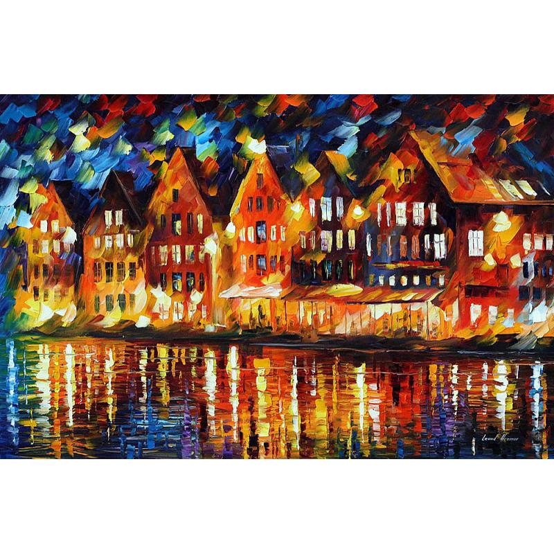 HAPPY REFLECTIONS - PALETTE KNIFE Oil Painting On Canvas By Leonid Afremov