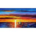 Gallery value USD11100 HOT SUNRISE - PALETTE KNIFE Oil Painting On Canvas By Leonid Afremov