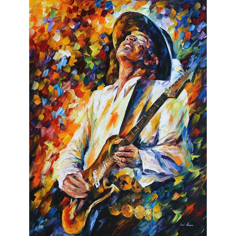 Gallery value USD14500 STEVIE RAY VAUGHAN 2 - PALETTE KNIFE Oil Painting On Canvas By Leonid Afremov