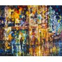 Gallery value USD11300 PEOPLE ON THE STREET - PALETTE KNIFE Oil Painting On Canvas By Leonid Afremov