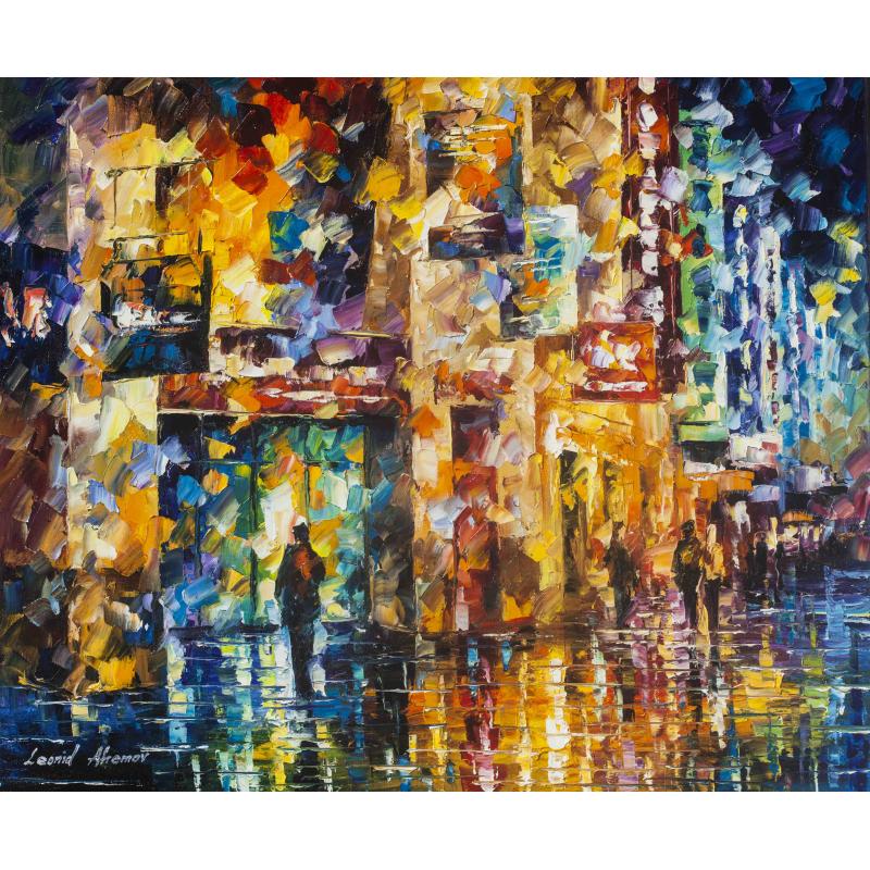 Gallery value USD11300 PEOPLE ON THE STREET - PALETTE KNIFE Oil Painting On Canvas By Leonid Afremov