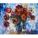 Gallery value USD10800 RED FLOWERS FOR LOVE - PALETTE KNIFE Oil Painting On Canvas By Leonid Afremov