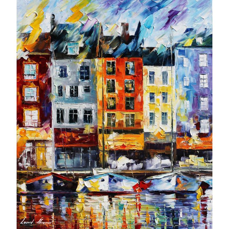 Gallery value USD13700 HONFLEUR - NORMANDIE - PALETTE KNIFE Oil Painting On Canvas By Leonid Afremov