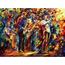 Gallery value USD10900 JAZZ BAND - PALETTE KNIFE Oil Painting On Canvas By Leonid Afremov