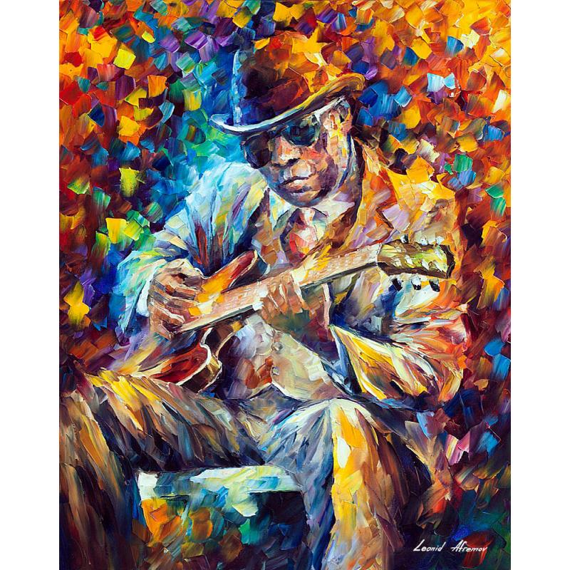 Gallery value USD15900 JOHN LEE HOOKER BLUES - PALETTE KNIFE Oil Painting On Canvas By Leonid Afremov