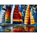 Gallery value USD13200 SEA REGATTA - PALETTE KNIFE Oil Painting On Canvas By Leonid Afremov