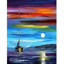 Gallery value USD18900 CALM SAILING - PALETTE KNIFE Oil Painting On Canvas By Leonid Afremov