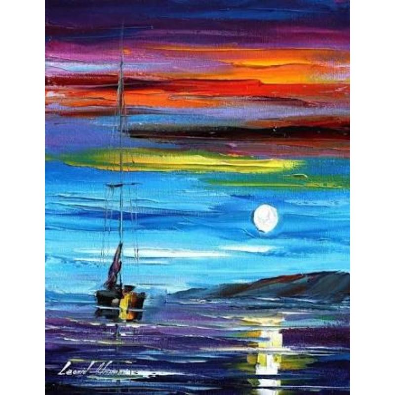 Gallery value USD18900 CALM SAILING - PALETTE KNIFE Oil Painting On Canvas By Leonid Afremov