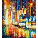 Gallery value USD16500 TIMES SQUARE AT NIGHT - PALETTE KNIFE Oil Painting On Canvas By Leonid Afremov