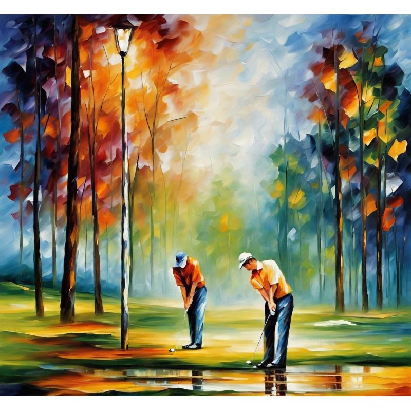 Gallery value USD17900 GOLF TIME - PALETTE KNIFE Oil Painting On Canvas By Leonid Afremov