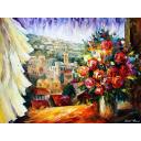 Gallery value USD7000 FLOWERS OF JERUSALEM - PALETTE KNIFE Oil Painting On Canvas By Leonid Afremov