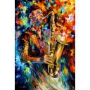 Gallery value USD11200 THE SOUL OF THE SAXOPHONE - PALETTE KNIFE Oil Painting On Canvas By Leonid Afremov