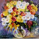 Gallery value USD18900 MORNING-FLOWERS - PALETTE KNIFE Oil Painting On Canvas By Leonid Afremov