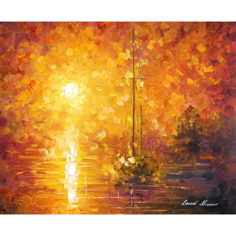 Gallery value USD13900 ORANGE FOG - PALETTE KNIFE Oil Painting On Canvas By Leonid Afremov