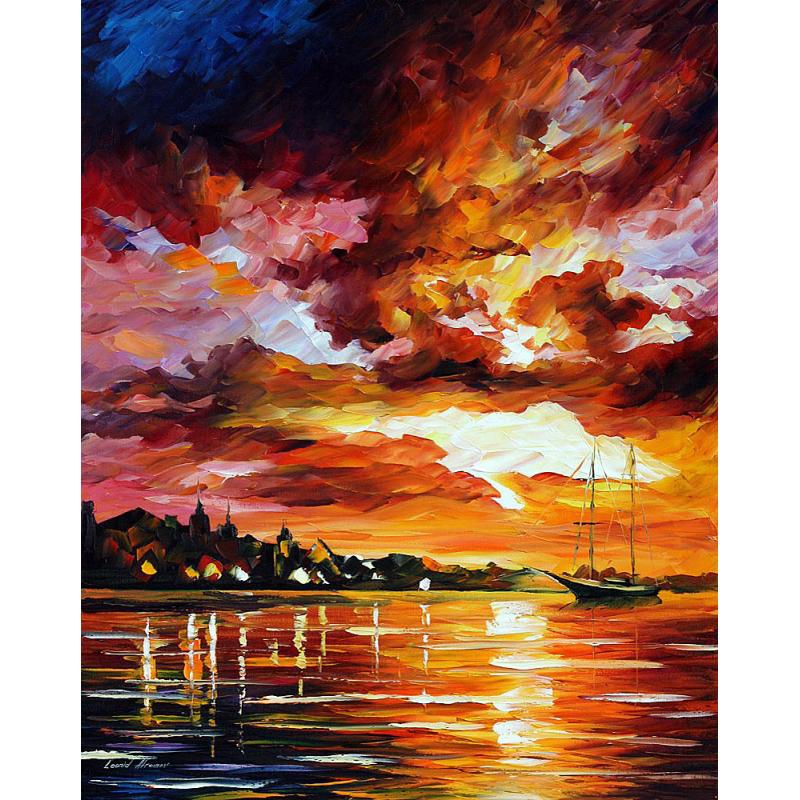 Gallery value USD19200 EVENING WIND - PALETTE KNIFE Oil Painting On Canvas By Leonid Afremov