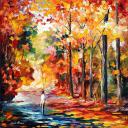 Gallery value USD12900 FALL ATTRACTION - PALETTE KNIFE Oil Painting On Canvas By Leonid Afremov