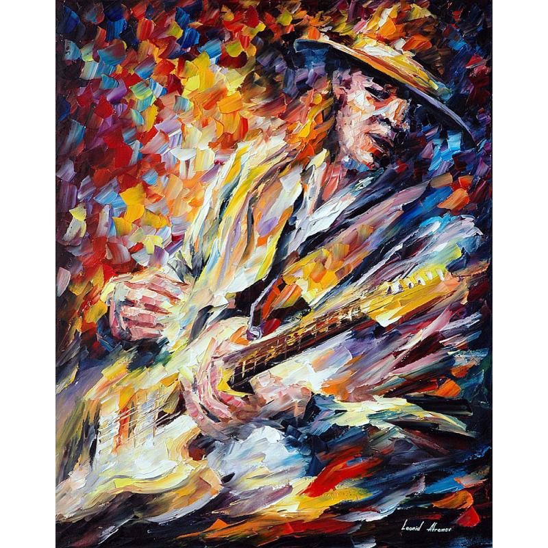 Gallery value USD17000 STEVIE RAY VAUGHAN 1 - PALETTE KNIFE Oil Painting On Canvas By Leonid Afremov