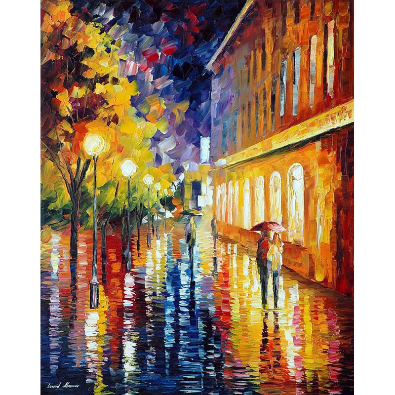 Gallery value USD18900 RAINY PATH - PALETTE KNIFE Oil Painting On Canvas By Leonid Afremov