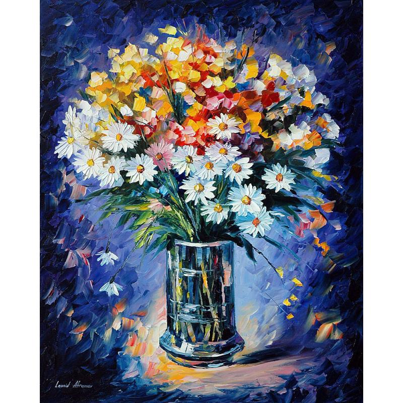 Gallery value USD11200 FIELD BOUQUET - PALETTE KNIFE Oil Painting On Canvas By Leonid Afremov