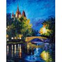 Gallery value USD14000 BRIDGE OVER TIME - PALETTE KNIFE Oil Painting On Canvas By Leonid Afremov