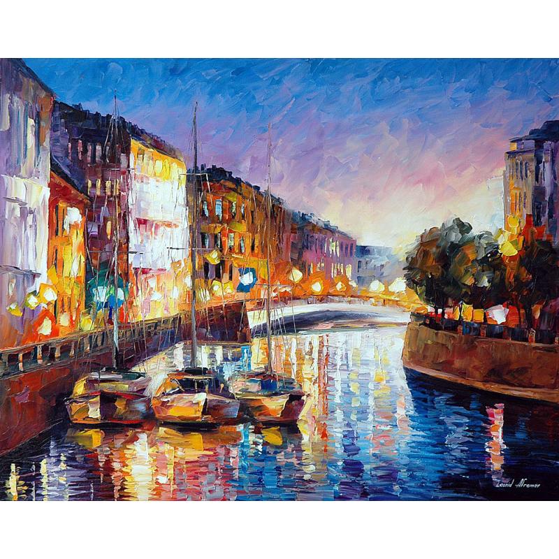 Gallery value USD9100 CHARMING RIVER - PALETTE KNIFE Oil Painting On Canvas By Leonid Afremov