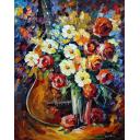 Gallery value USD10800 GUITAR AND FLOWERS - PALETTE KNIFE Oil Painting On Canvas By Leonid Afremov