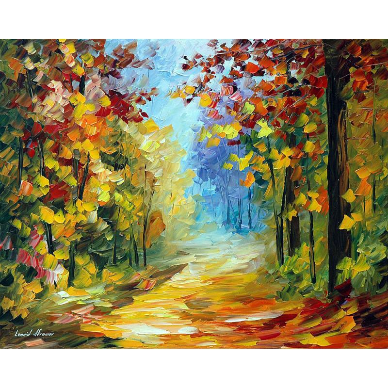 Gallery value USD11900 EARLY MORNING IN THE WOODS - PALETTE KNIFE Oil Painting On Canvas By Leonid Afremov