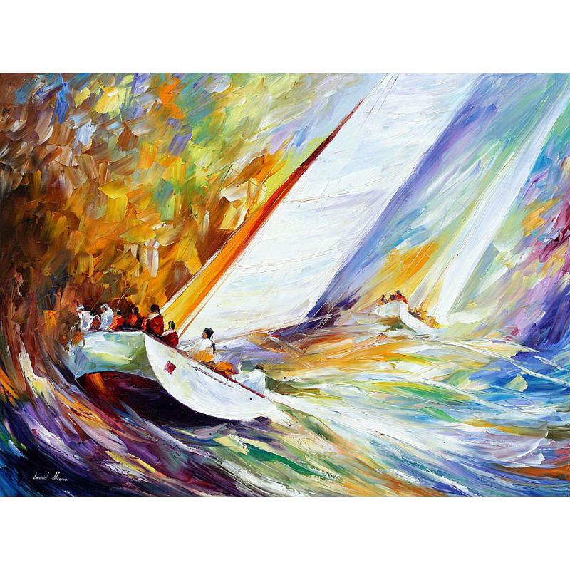 Gallery value USD12700 REGATTA - PALETTE KNIFE Oil Painting On Canvas By Leonid Afremov