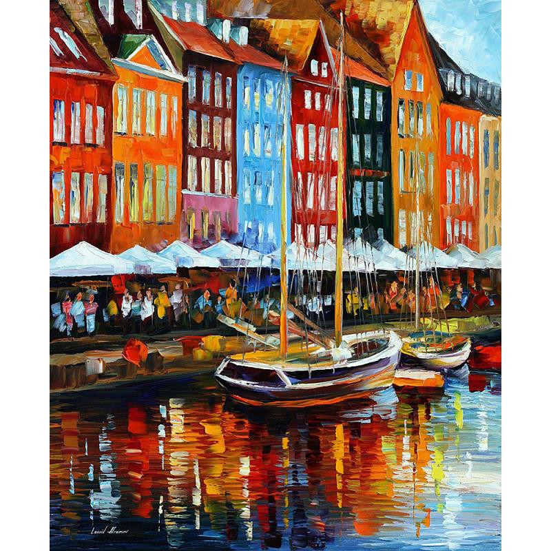 Gallery value USD17900 COPENHAGEN - DENMARK - PALETTE KNIFE Oil Painting On Canvas By Leonid Afremov