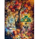 Gallery value USD9300 IMPRESSIONAL ROSES - PALETTE KNIFE Oil Painting On Canvas By Leonid Afremov