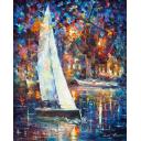 Gallery value USD14800 WHITE SAILBOAT - PALETTE KNIFE Oil Painting On Canvas By Leonid Afremov