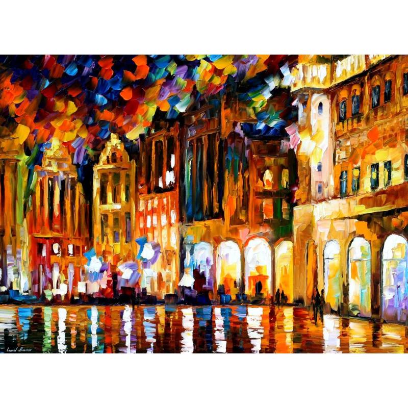 Gallery value USD8600 BRUSSELS - GRANDE PLACE - PALETTE KNIFE Oil Painting On Canvas By Leonid Afremov