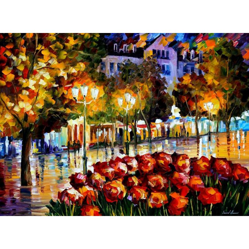 Gallery value USD6900 THE FLOWERS OF LUXEMBOURG - PALETTE KNIFE Oil Painting On Canvas By Leonid Afremov