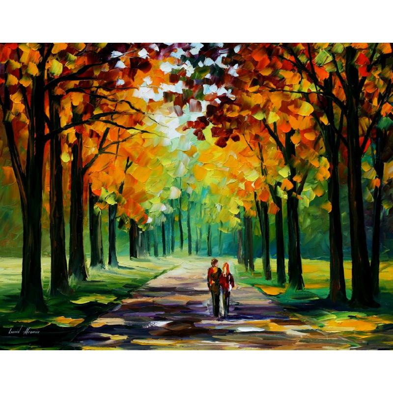 Gallery value USD14600 SUNNY AUTUMN - PALETTE KNIFE Oil Painting On Canvas By Leonid Afremov