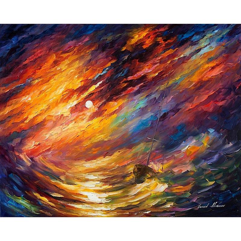 Gallery value USD13700 STORM THAT NEVER ENDS - PALETTE KNIFE Oil Painting On Canvas By Leonid Afremov