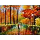 Gallery value USD15500 AUTUMN RAIN IN CITY PARK - PALETTE KNIFE Oil Painting On Canvas By Leonid Afremov