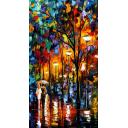 Gallery value USD19200 NIGHT RAIN IMPRESSION - PALETTE KNIFE Oil Painting On Canvas By Leonid Afremov